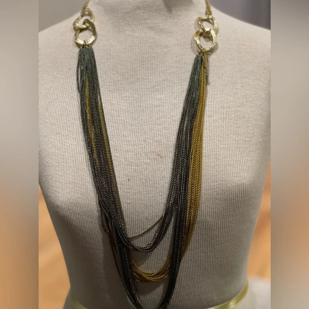 Two Tone Multi Chain Open Circle Drape Adjustable… - image 2